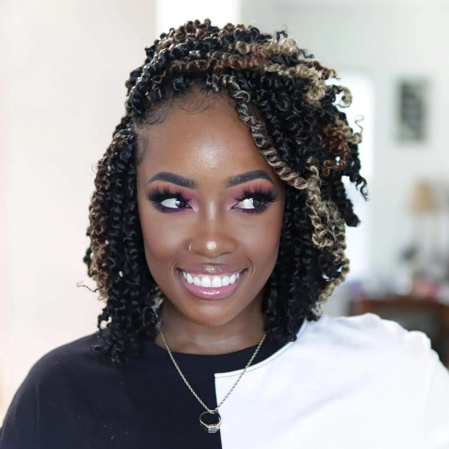 ( US ONLY) FAST SHIPPING NB | Toyotress® Tiana Passion Twist Hair - Pre-twisted Crochet Braids Natural Black, Pre-looped Synthetic Braiding Hair Extensions Toyotress